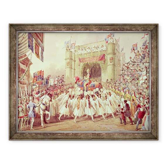 Tablou inramat - F. Lloyds - Dusul aurului, scena din productia lui Charles Kean a lui Henry al V-lea, Teatrul Princess - - Roveli