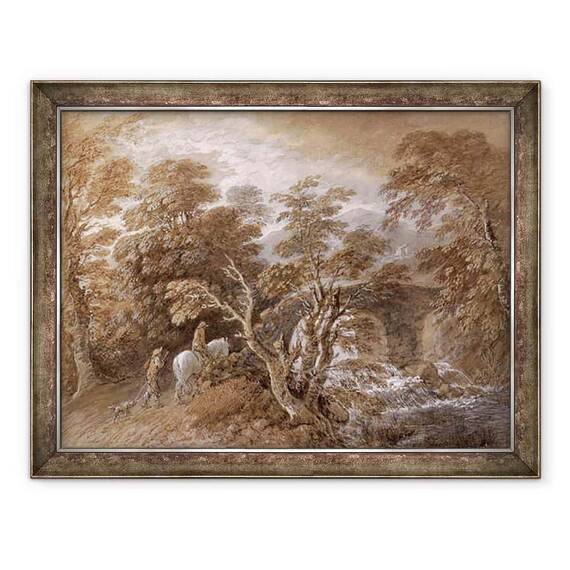 Tablou inramat - Thomas Gainsborough - O piscina Woodland cu pietre si plante - - Roveli