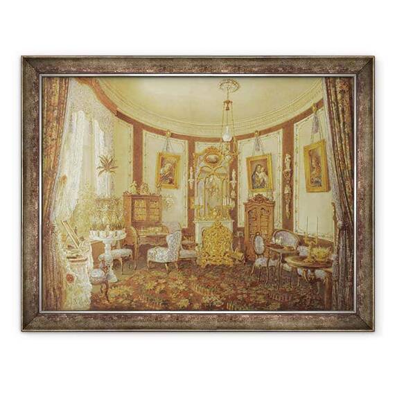 Tablou inramat - Scoala franceza - Sala de desen a Chateau de Sache - - Roveli