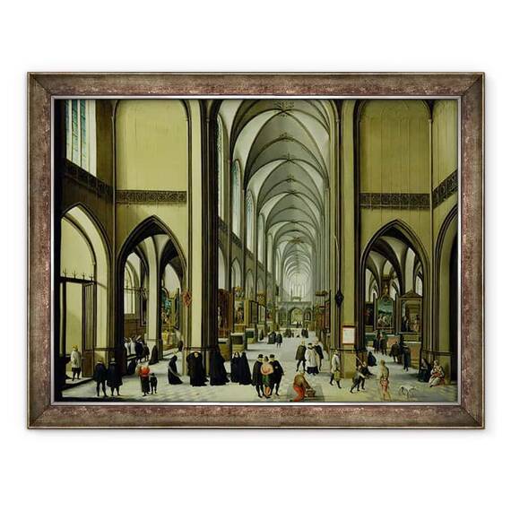 Tablou inramat - Hendrik van Steenwyck - Interiorul catedralei din Anvers - - Roveli