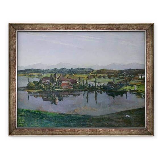 Tablou inramat - Heinrich Wilhelm Truebner - Manastirea Seeon din Oberbayern - - Roveli