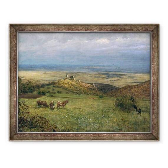 Tablou inramat - Hans Thoma - View of Kronberg a Taunus, Germania - - Roveli