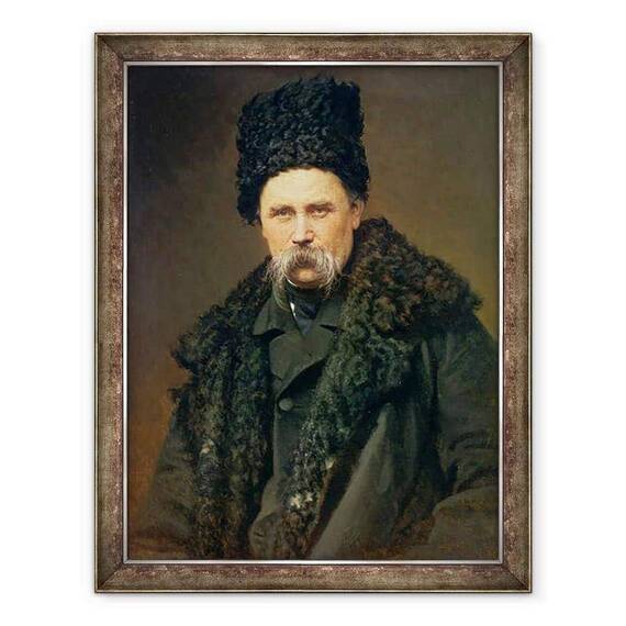 Tablou inramat - Ivan Nikolaevich Kramskoy - Portretul Autorului Ukranian Taras Grigorievici Shevchenko 1814-61 - - Roveli