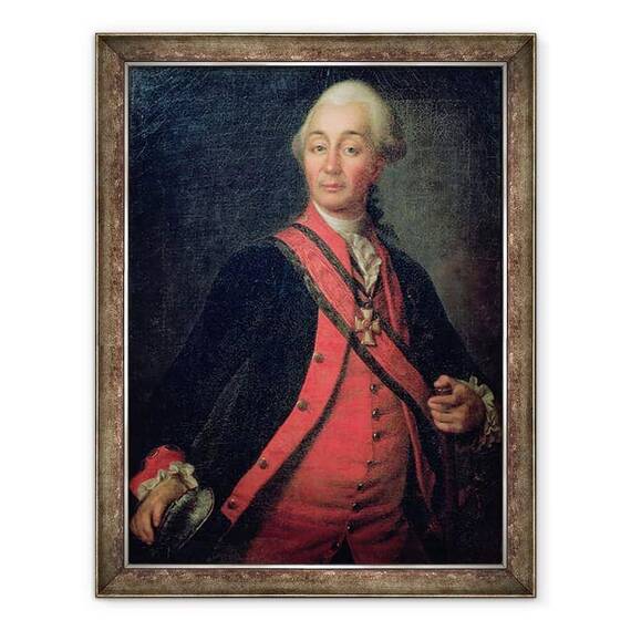 Tablou inramat - Dmitri Grigor'evich Levitsky - Portretul feldmaresalului Generalissimo, contele Aleksandr Vasilievici Suvorov 1729-1800 - - Roveli