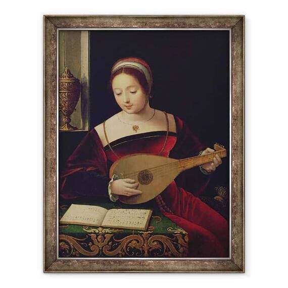 Tablou inramat - Master of the Female Half Lengths - Maria Magdalena canta la lauta - - Roveli