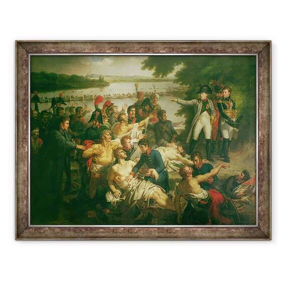 Tablou inramat - Charles Meynier - intoarcerea lui Napoleon 1769-1821 pe Insula Lobau dupa batalia de la Essling, 23 mai 1809 - - Roveli