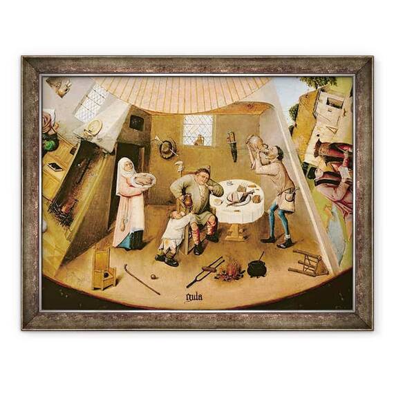 Tablou inramat - Hieronymus Bosch - Lacomia, detalii din tabelul celor sapte pacate mortale si cele patru ultime lucruri - - Roveli