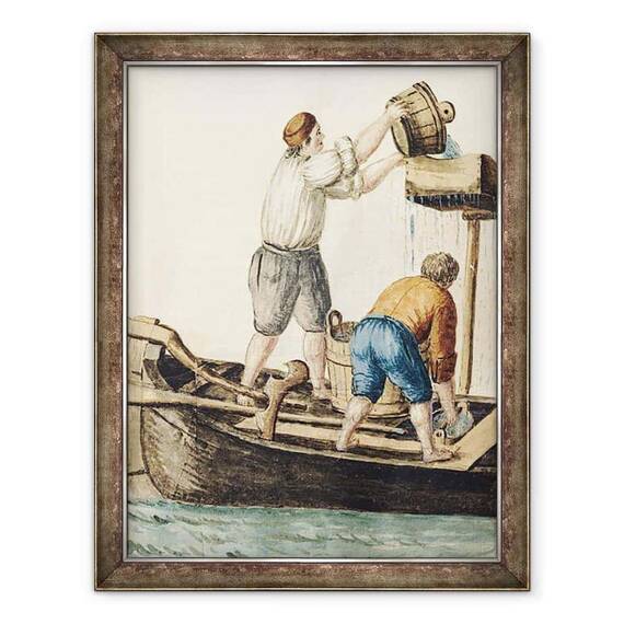 Tablou inramat - Jan van Grevenbroeck - Boatmen toarna apa proaspata in conducte - - Roveli