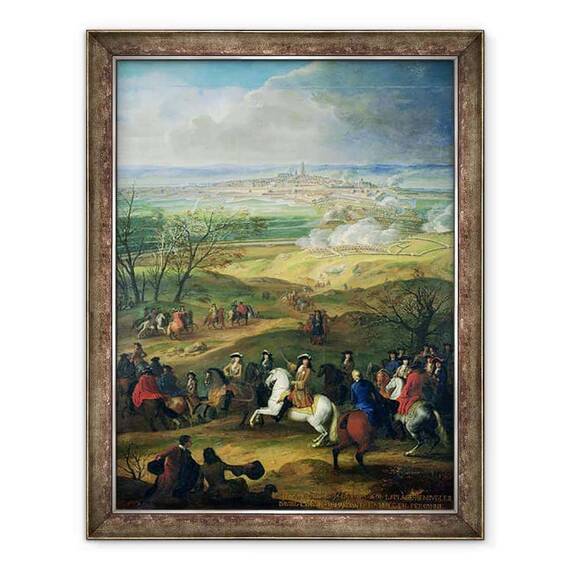 Tablou inramat - Scoala franceza - Asediul Mons de Ludovic al XIV-lea 1638-1715 9 aprilie 1691 - - Roveli