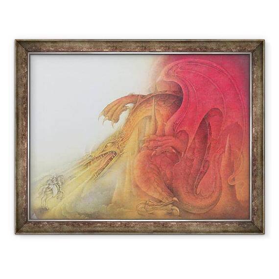 Tablou inramat - Wayne Anderson - Dragonul rosu cu Sfantul Gheorghe si Virgin pe cal - - Roveli