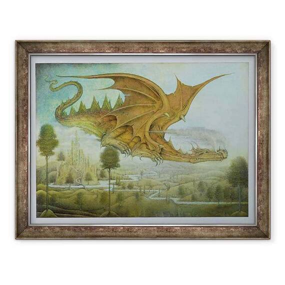 Tablou inramat - Wayne Anderson - Flying Dragon peste peisaj - - Roveli