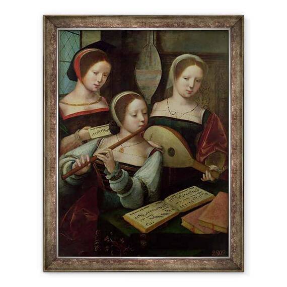Tablou inramat - Master of the Female Half Lengths - Trei muzicieni - - Roveli