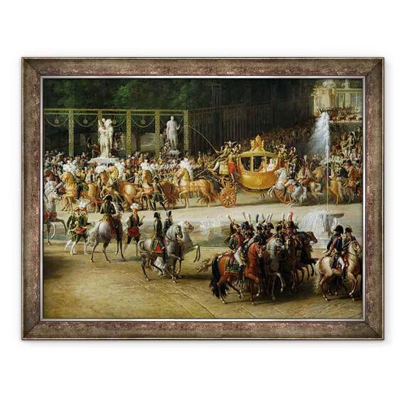 Tablou inramat - Etienne-Barthelemy Garnier - Intrarea lui Napoleon 1769-1821 si Marie-Louise 1791-1847 in Gradinile Tuileries in ziua nuntii lor - - Roveli