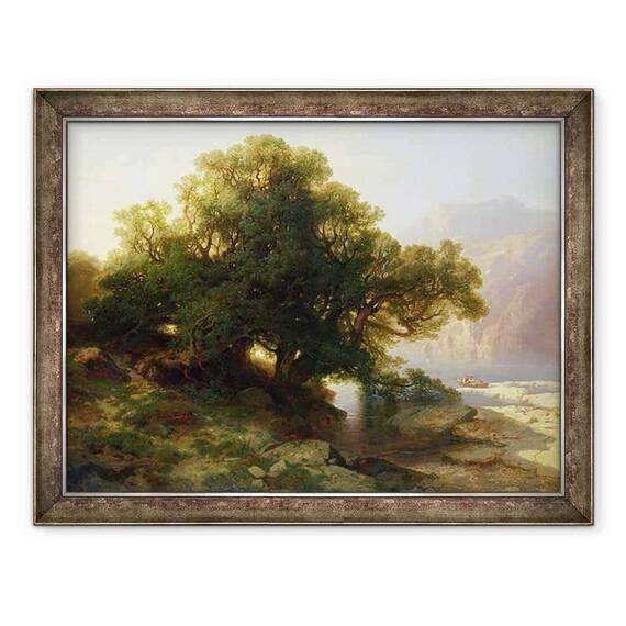 Tablou inramat - Alexandre Calame - Vedere la Lacul Thuner - - Roveli