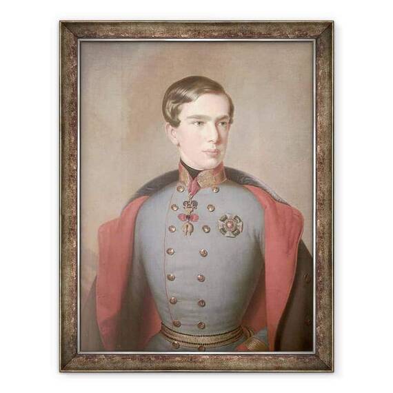Tablou inramat - C. Lemmermayer - Portretul imparatului Franz Joseph al Austriei 1830-1916 in varsta de 20 de ani - - Roveli