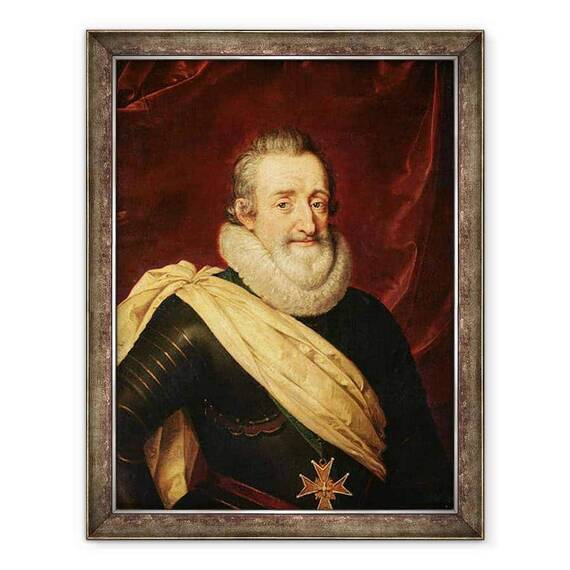Tablou inramat - Frans II Pourbus - Portretul lui Henri IV 1553-1610 Regele Frantei - - Roveli
