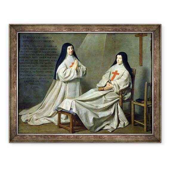 Tablou inramat - Philippe de Champaigne - Portretul Maicii Catherine-Agnes Arnauld 1593-1671 si sora Ecaterina de Sfanta Suzanne Champaigne 1636-86 fiica artistului - - Roveli