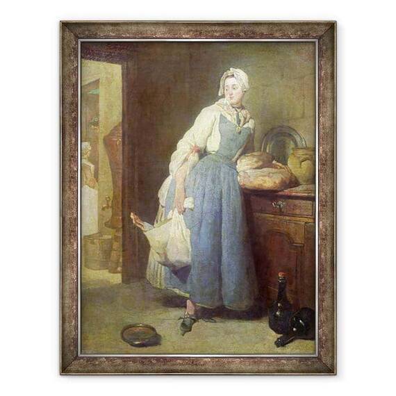 Tablou inramat - Jean-Baptiste Simeon Chardin - Camerista de bucatarie cu provizii - - Roveli