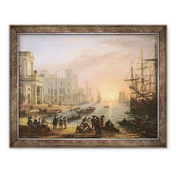 Tablou inramat - Claude Lorrain - Portul maritim la apus - - Roveli