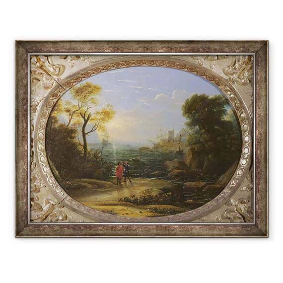Tablou inramat - Claude Lorrain - Peisaj de coasta la apus - - Roveli