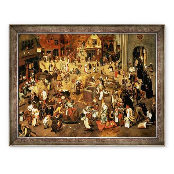 Tablou inramat - Pieter Brueghel the Younger - Batalia dintre carnaval si Postul Mare - - Roveli