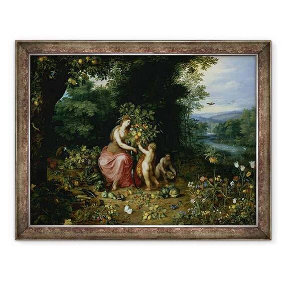 Tablou inramat - Jan Brueghel the Younger - Alegorie a abundentei ulei pe panou - - Roveli