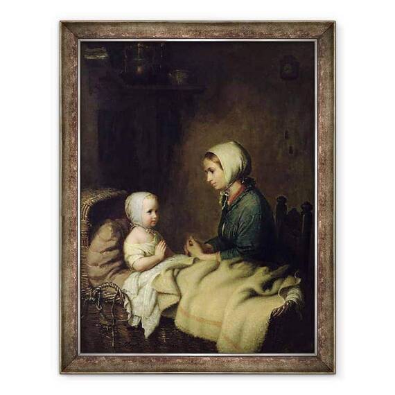 Tablou inramat - Meyer von Bremen - Fetita spunand rugaciunile ei in pat - - Roveli