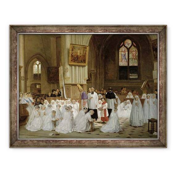Tablou inramat - Theophile Emmanuel Duverger - Prima impartasanie - - Roveli