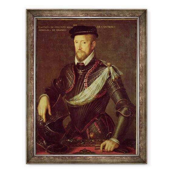 Tablou inramat - Scoala franceza - Gaspard al II-lea de Coligny 1519-72 Amiral al Frantei - - Roveli