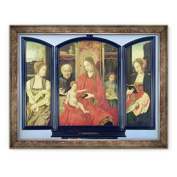 Tablou inramat - Master of the Holy Blood - Sfanta familie cu Sfanta Ecaterina si Sfanta Barbara - - Roveli