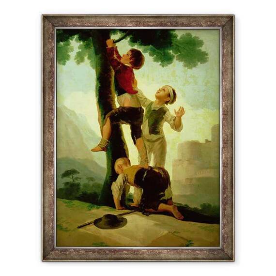 Tablou inramat - Francisco Jose de Goya y Lucientes - Boys Alpinism copac, desene animate pentru tapiserie - - Roveli