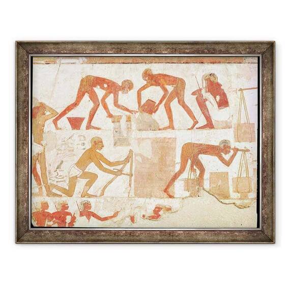 Tablou inramat - Egyptian 18th Dynasty - Constructia unui zid, din mormantul lui Rekhmire, vizirul Tuthmosis III si Amenhotep II - - Roveli