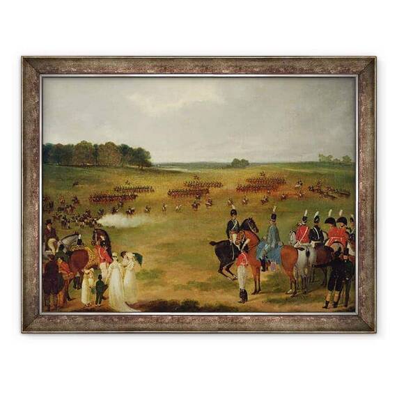 Tablou inramat - scoala engleza - O revizuire a cavaleriei voluntare din Londra si artileria zburatoare in Hyde Park in 1804 - - Roveli