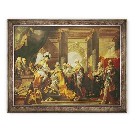 Tablou inramat - Gabriel Francois Doyen - Ludovic al XVI-lea 1754-93 Regele Frantei, Primirea omagiului Cavalerilor Ordinului Sfantului Esprit la Reims - - Roveli