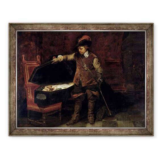 Tablou inramat - Hippolyte Delaroche - Oliver Cromwell 1599-1658 Deschiderea sicriului lui Carol I 1600-49 1831 - - Roveli