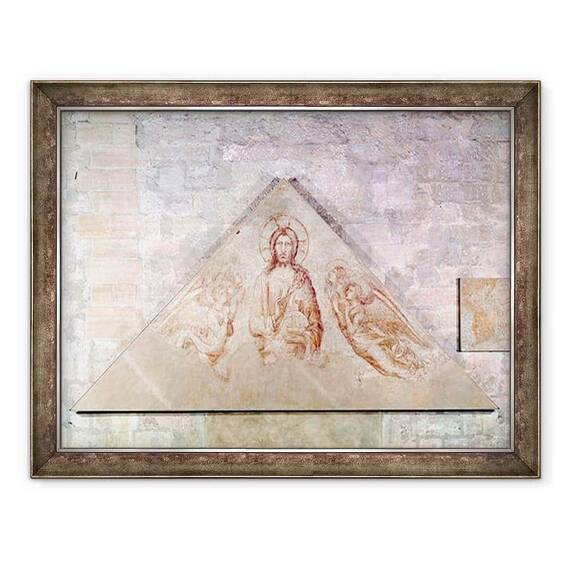 Tablou inramat - Simone Martini - Timpanul il infatiseaza pe Hristos Mantuitorul inconjurat de ingeri - - Roveli