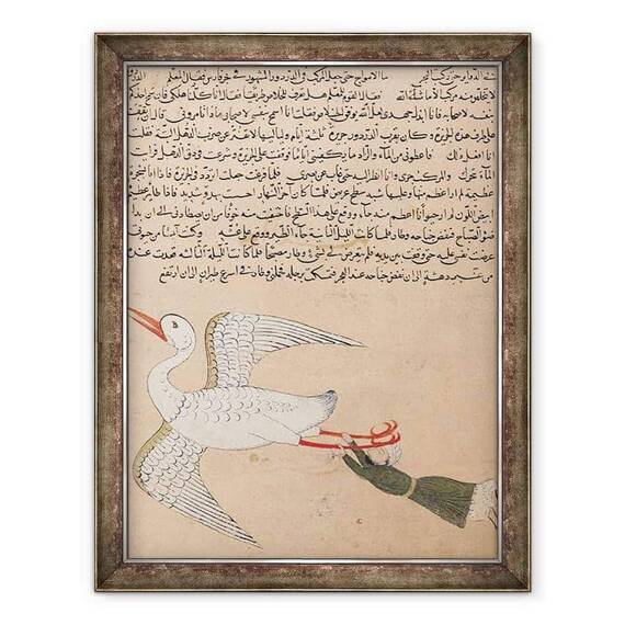 Tablou inramat - Scoala Islamica - Dna E-7 fol.72a Merchant de la Isfahan Flying - - Roveli