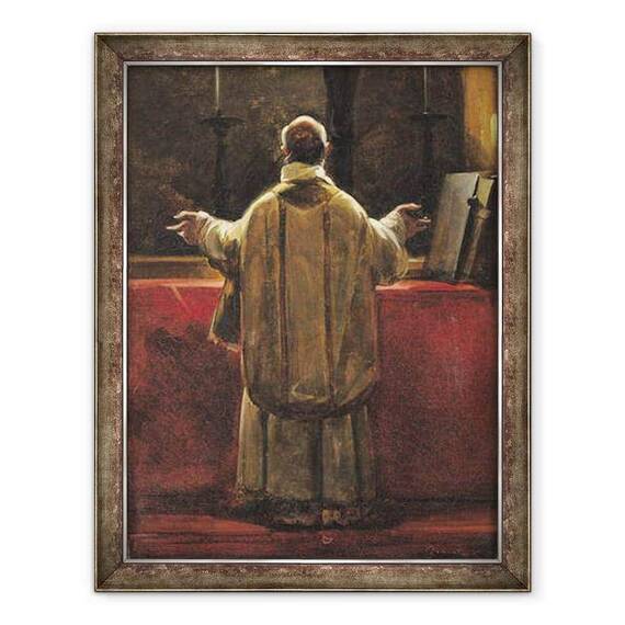 Tablou inramat - Francois-Marius Granet - Preot la altar - - Roveli