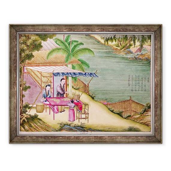 Tablou inramat - Scoala chineza - Ms 202 f.6 Sortarea coconilor - - Roveli