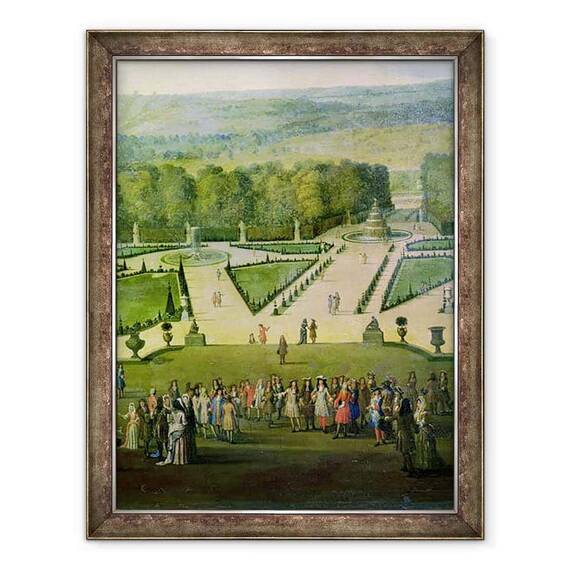 Tablou inramat - Etienne Allegrain - Promenada lui Ludovic al XIV-lea de catre Parterre du Nord, detaliu al lui Ludovic si anturajul sau - - Roveli