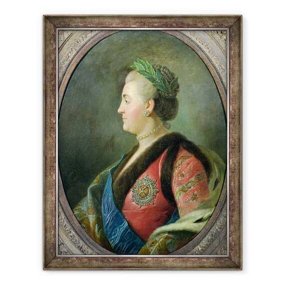 Tablou inramat - Scoala franceza - Portret De Ecaterina II 1729-1796 Al Rusiei - - Roveli