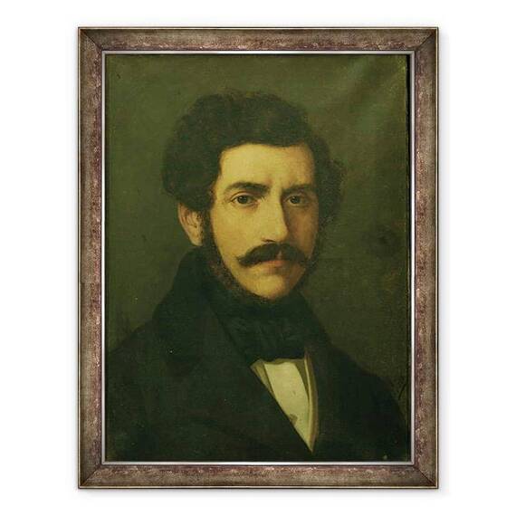 Tablou inramat - Scoala Italiana - Portret De Gaetano Donizetti - - Roveli