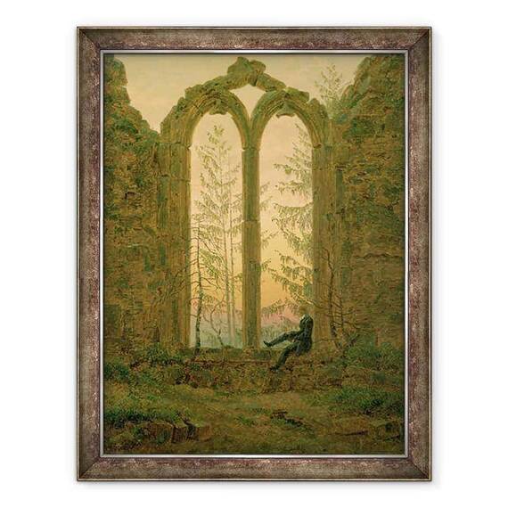 Tablou inramat - Caspar David Friedrich - Ruinele Manastirii Oybin Visatorul 1835-40 - - Roveli