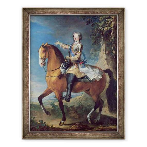 Tablou inramat - C. Parrocel - Portret ecvestru al lui Ludovic al XV-lea 1710-74 la varsta de treisprezece ani - - Roveli