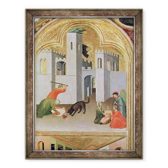 Tablou inramat - Simone Martini - Agostino Novella Salvarea unui Copil care a fost muscat de un caine, detaliu de la binecuvantatul Altarpiece Agostino Novello - - Roveli