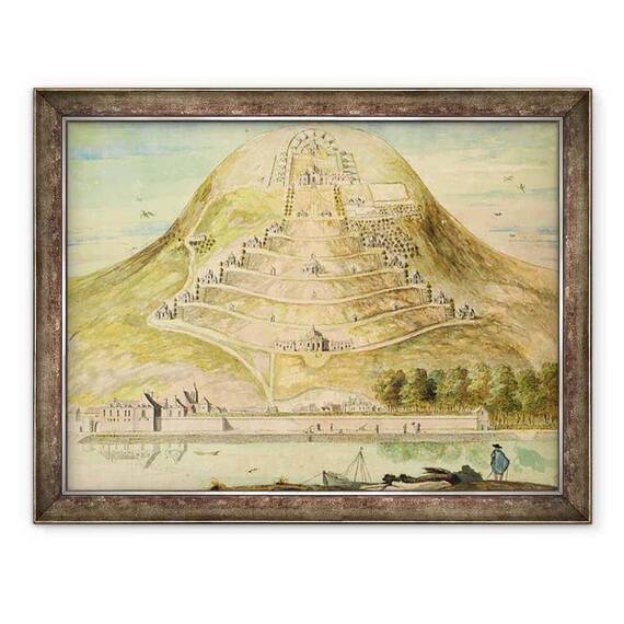 Tablou inramat - Scoala franceza - Planul de dezvoltare a Muntelui Valerien - - Roveli