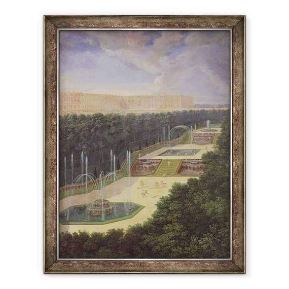 Tablou inramat - Jean Cotelle the Younger - Groves de Versailles, vedere perspectiva a celor trei fantani cu heruvimi greblat si udare - - Roveli