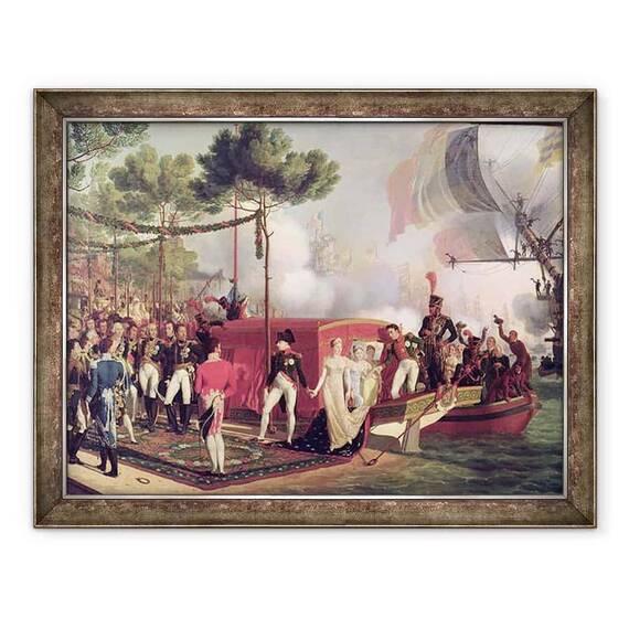 Tablou inramat - Louis Philippe Crepin - Napoleon I 1769-1821 si Marie Louise 1791-1847 debarcand la Anvers - - Roveli