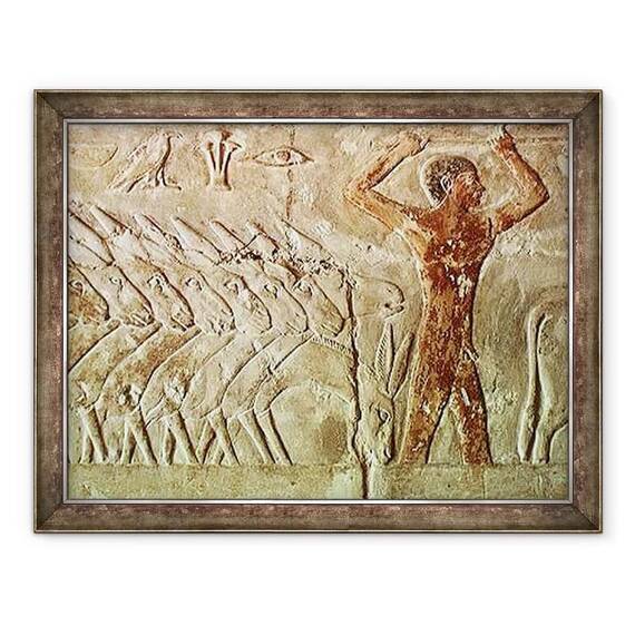 Tablou inramat - Egyptian 6th Dynasty - Trupa de magari, din Mastaba lui Mereruka - - Roveli
