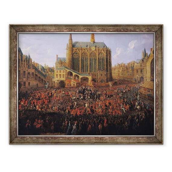 Tablou inramat - Pierre-Denis Martin - Plecarea lui Ludovic al XV-lea 1710-74 din Sainte-Chapelle II - - Roveli